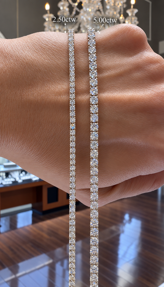 14k Yellow Gold Lab Grown Round Diamond Classic Tennis Bracelet 5.00ctw