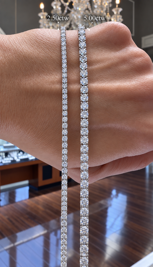 14k White Gold Lab Grown Round Diamond Classic Tennis Bracelet 5.00ctw