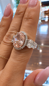 14k White Gold 4.00ct Lab Grown Oval Pink Diamond Halo Engagement Ring