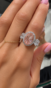 14k White Gold 4.00ct Lab Grown Oval Pink Diamond Halo Engagement Ring