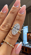 14k Yellow & White Gold Two Tone 5.00ct Lab Grown Moval Diamond Hidden Halo Solitaire Engagement Ring