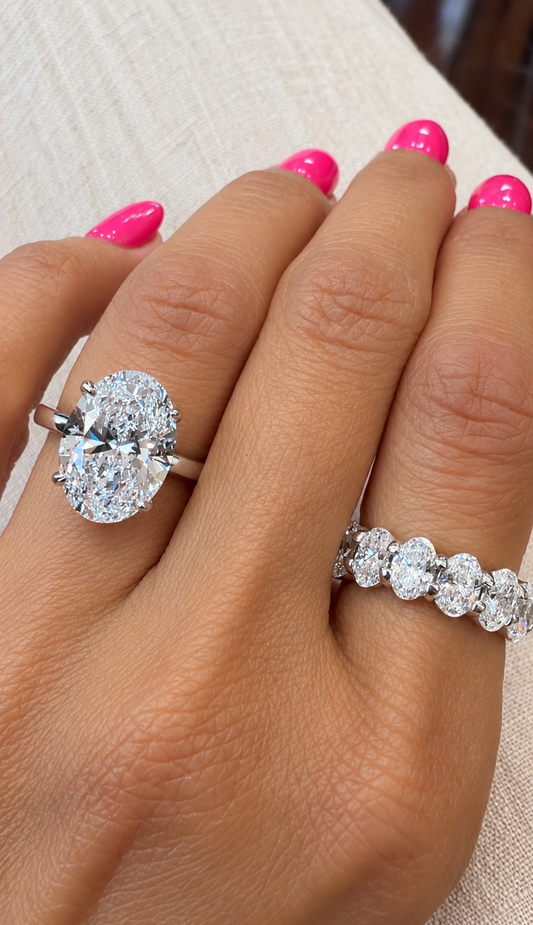 14k White Gold 5.00ct Lab Grown Oval Diamond Solitaire Engagement Ring