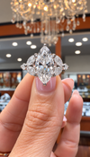 14k White Gold 4.30ctw Lab Grown Marquise Diamond & Marquise Side Stones Engagement Ring