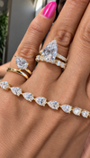 14k Yellow Gold 3.00ct Lab Grown Pear Diamond Hidden Halo Engagement Ring
