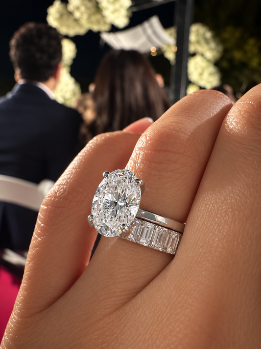 14k White Gold 3.00ct Lab Grown Oval Diamond Solitaire Engagement Ring