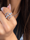 14k White Gold Lab Grown Multi Shape Diamond Wrap Ring 1.80ctw