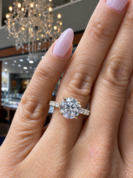 14k Yellow Gold 1.50ct Lab Grown Round Diamond Engagement Ring