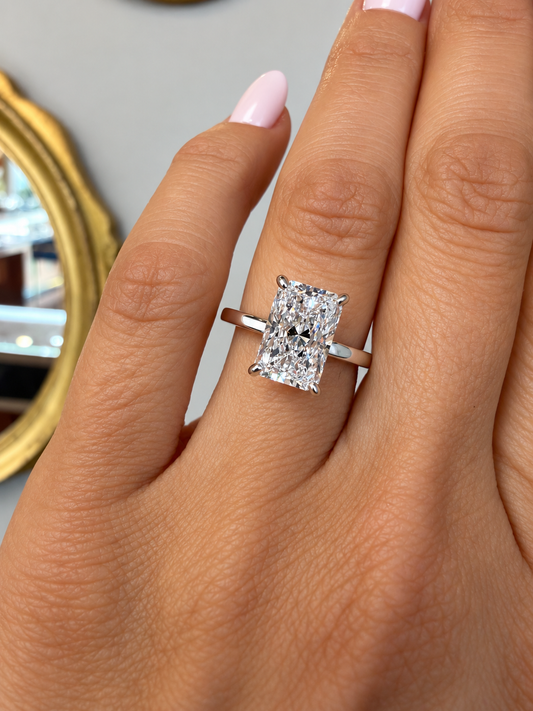 14k White Gold 2.00ct Lab Grown Radiant Diamond Solitaire Engagement Ring