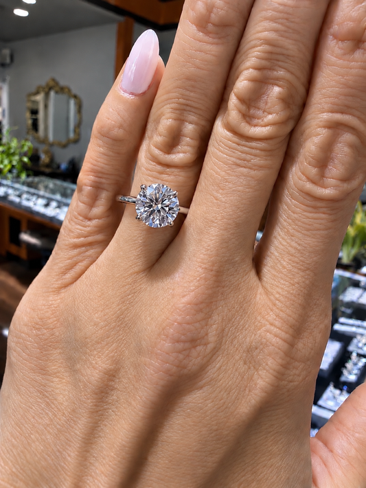 14k White Gold 2.00ct Lab Grown Round Diamond Solitaire Engagement Ring