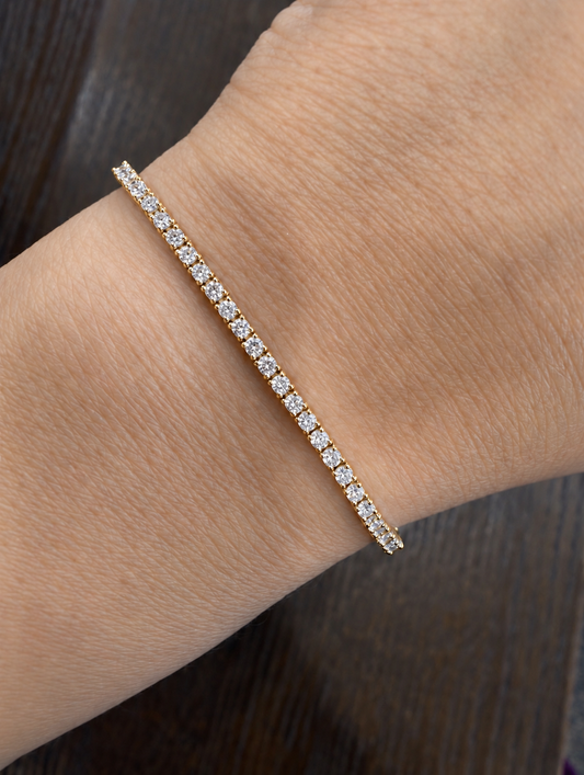 14k Yellow Gold Lab Grown Round Diamond Classic Tennis Bracelet 1.50ctw
