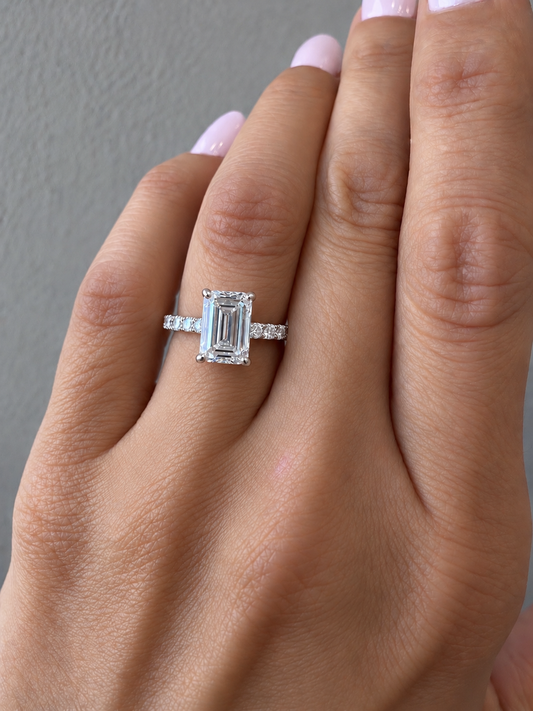 14k White Gold 1.50ct Lab Grown Emerald Diamond Engagement Ring