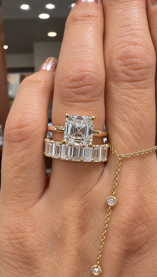 14k Yellow Gold 3.00ct Lab Grown Asscher Diamond Solitaire Engagement Ring
