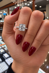 14k White Gold 3.50ct Lab Grown Square Cushion Hidden Halo Diamond Band Engagement Ring