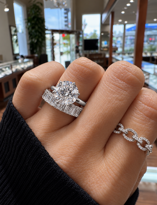 14k White Gold 3.50ct Lab Grown Round Diamond Solitaire Engagement Ring