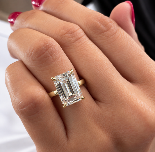 14k Yellow Gold 4.00ct Lab Grown Emerald Diamond Solitaire Engagement Ring
