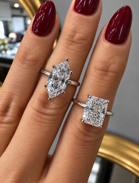 14k White Gold 3.00ct Lab Grown Marquise Diamond Solitaire Engagement Ring
