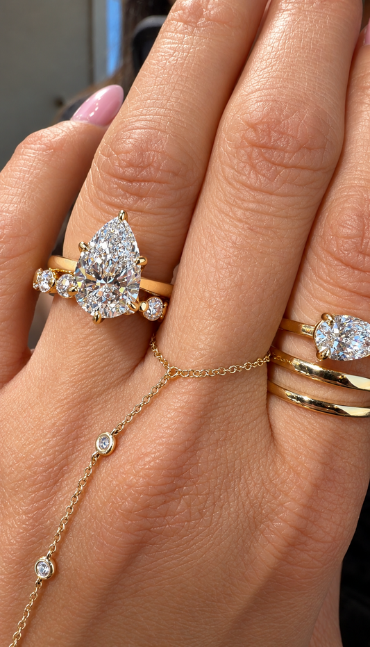 14k Yellow Gold 2.50ct Lab Grown Pear Diamond Solitaire Engagement Ring