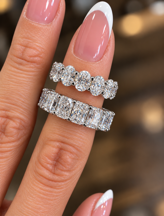 14k White Gold Lab Grown Radiant Diamond Eternity Band 8.50ctw