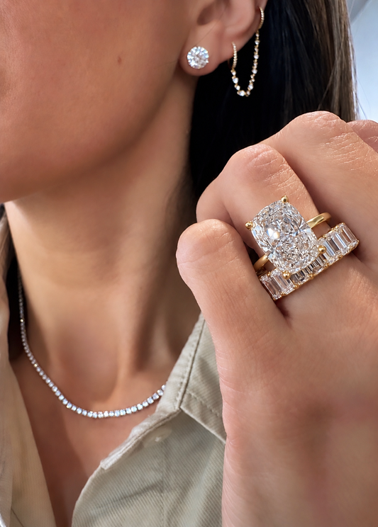 14k Yellow Gold 4.00ct Lab Grown Elongated Cushion Diamond Solitaire Engagement Ring