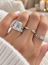 14k White Gold 4.00ct Lab Grown Elongated Cushion Diamond Solitaire Engagement Ring