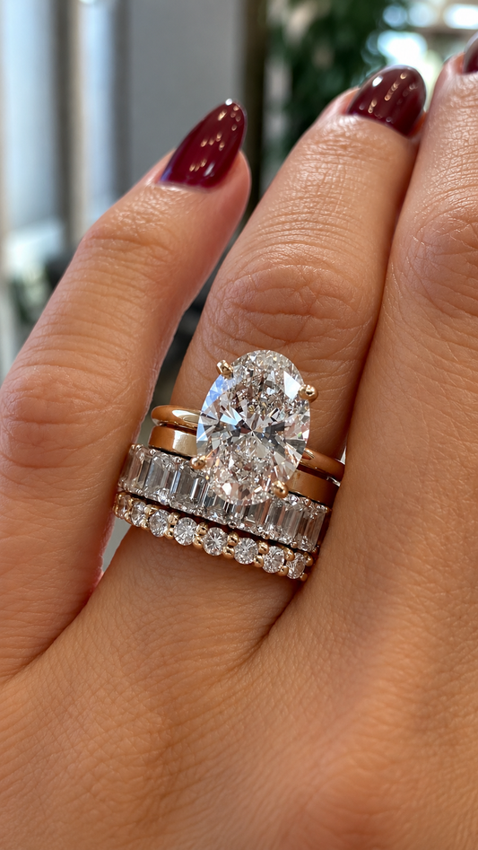 14k Yellow Gold 3.50ct Lab Grown Oval Diamond Solitaire Engagement Ring