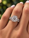 14k White Gold 2.00ct Lab Grown Round Diamond Halo Engagement Ring