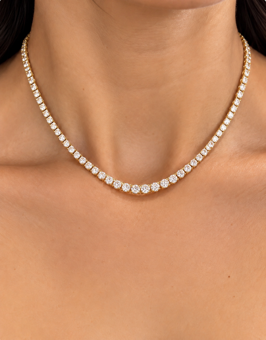 14k Yellow Gold Lab Grown Diamond Classic Tennis Necklace 13.00ctw