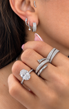 14k White Gold 2.50ct Lab Grown Oval Diamond Band Engagement Ring