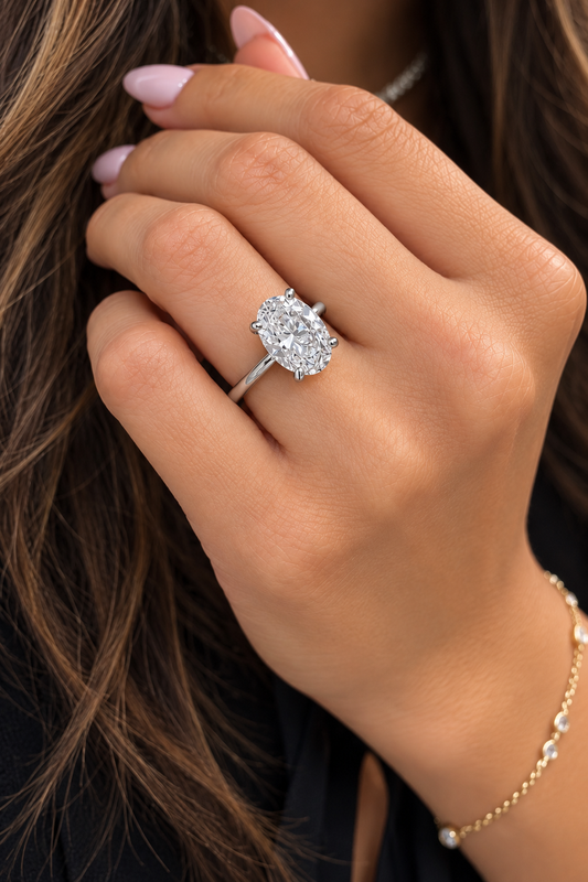 14k White Gold 2.50ct Lab Grown Oval Diamond Solitaire Engagement Ring