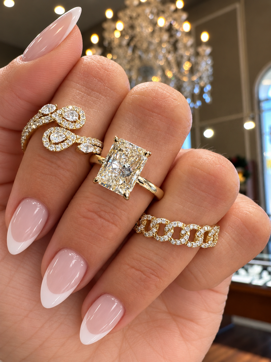 14k Yellow Gold 3.11ct Natural Elongated Radiant Diamond Solitaire Engagement Ring
