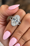 14k White Gold 4.90ct Natural Oval Diamond Halo Engagement Ring