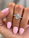 14k White Gold 1.70ct Natural Oval Diamond Hidden Halo Engagement Ring