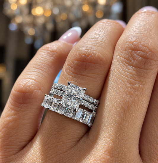 14k White Gold 2.00ct Natural Elongated Radiant Diamond Engagement Ring