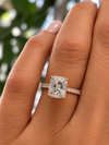 14k Rose & White Gold Two Tone 2.00ct Lab Grown Elongated Cushion Diamond Band Engagement Ring