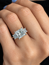 18k White Gold 4.50ctw Natural Three Stone Princess and Trapezoid Diamond Engagement Ring