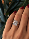 14k Rose & White Gold Two Tone 3.00ct Lab Grown Elongated Cushion Diamond Solitaire Engagement Ring