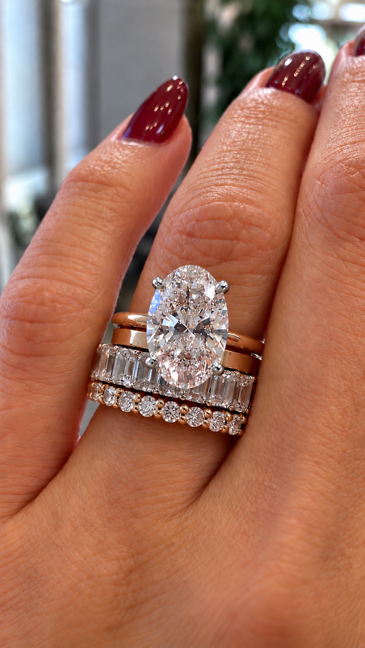 14k Yellow & White Gold Two Tone 3.70ct Lab Grown Oval Diamond Solitaire Engagement Ring