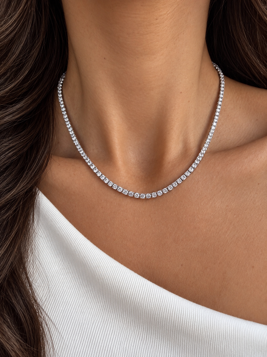 14k White Gold Lab Grown Diamond Classic Tennis Necklace 10.00ctw