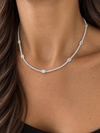 14k White Gold Illusion Emerald Diamond Tennis Necklace 3.00ctw