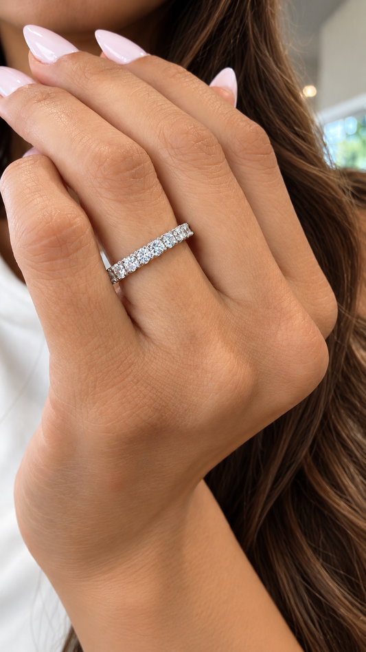 14k White Gold Lab Grown Round Classic Diamond Eternity Band 1.00ctw
