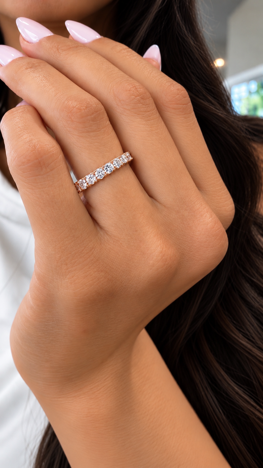 14k Rose Gold Lab Grown Round Classic Diamond Eternity Band 1.00ctw