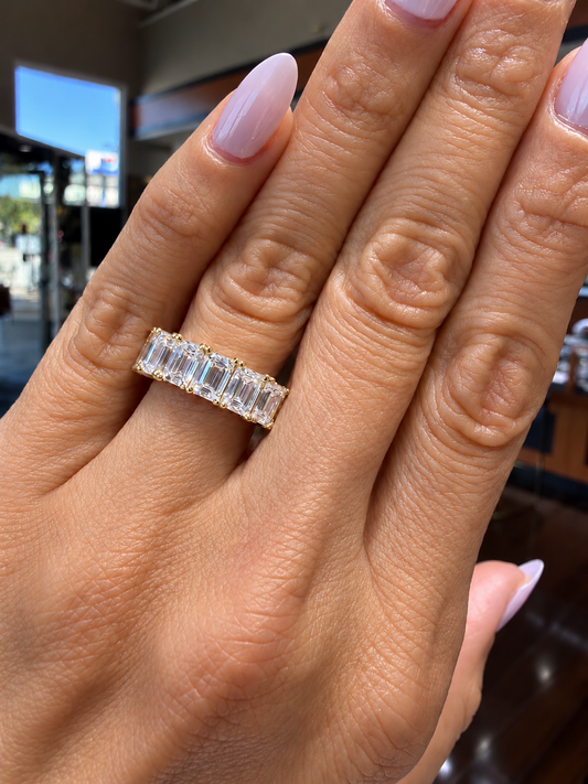 18k Yellow Gold Lab Grown Emerald Diamond Band 3.25ctw