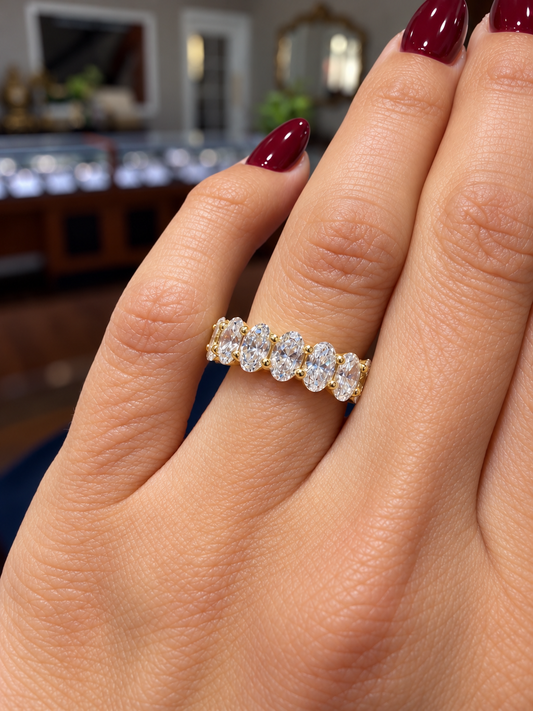 14k Yellow Gold Lab Grown Oval Diamond Eternity Band 4.50ctw