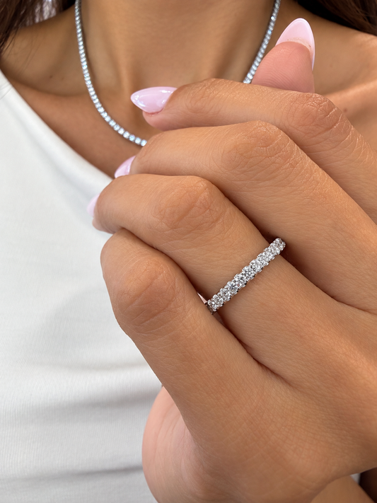 14k White Gold Round Diamond Eternity Band .45ctw