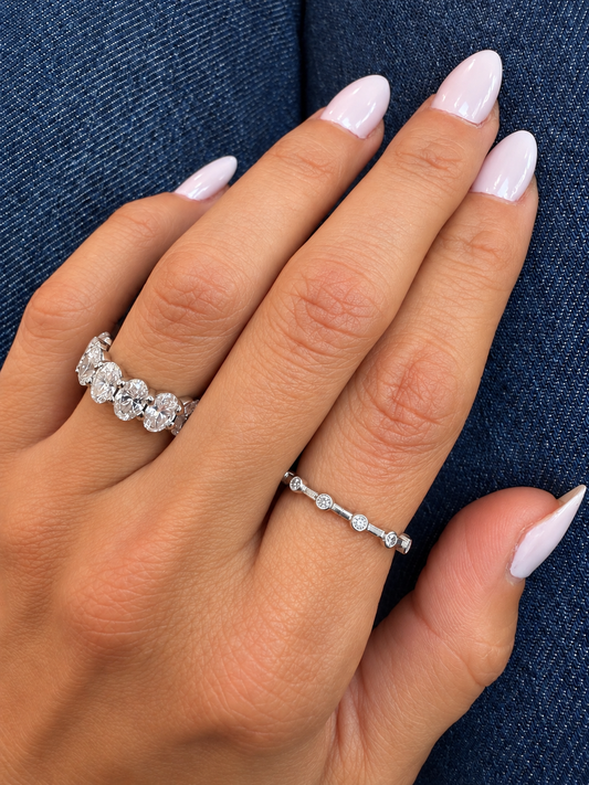 14k White Gold Diamond Bezel Band