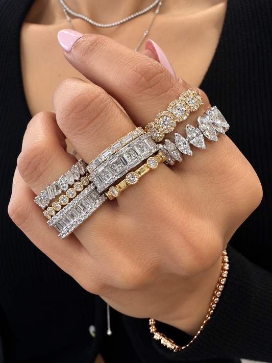 18k White Gold Multi Shape Diamond Eternity Band 3.10ctw