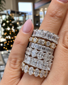 14k Yellow Gold Multi Shape Lab Grown Round & Baguette Diamond Bezel Band 1.50ctw