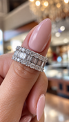 18k White Gold Round & Baguette Diamond Band 2.50ctw