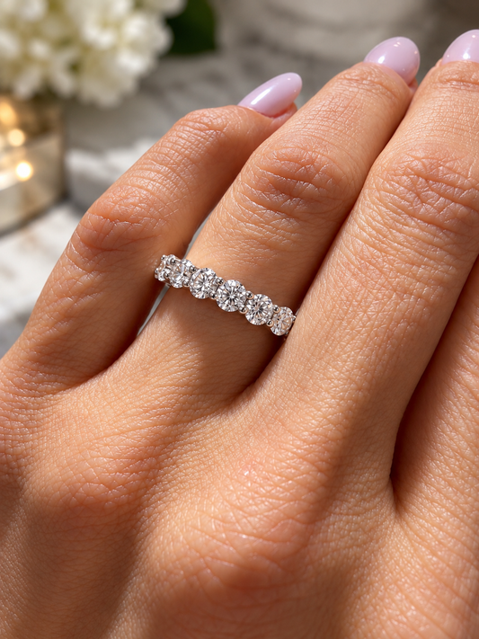 14k White Gold Lab Grown Round Diamond Eternity Band 3.00ctw