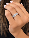 14k White Gold Round & Baguette Diamond Band .55ctw
